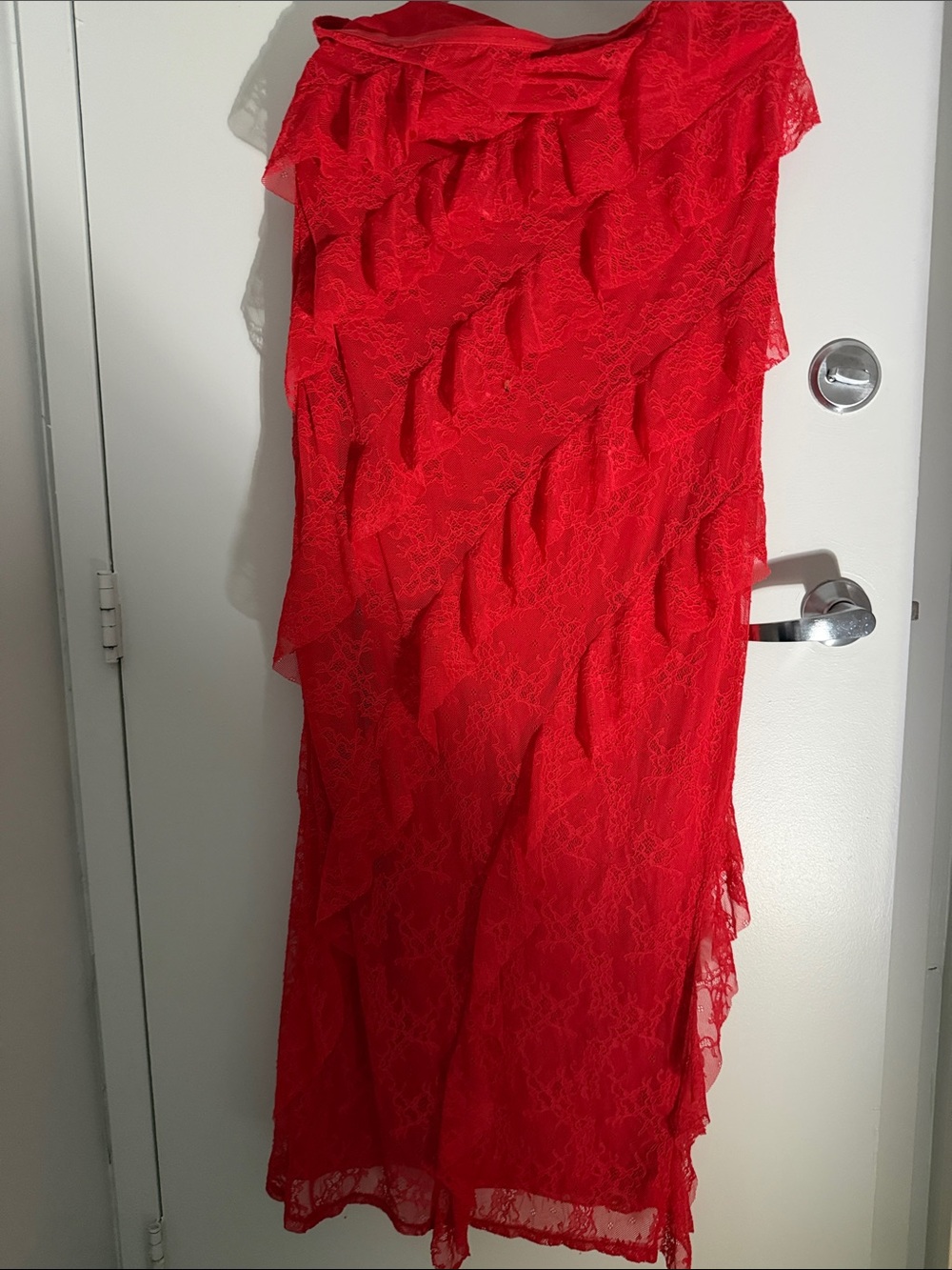 wild fable Red Lace Ruffle Maxi Dress
